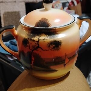 Noritake Orange and Black Ceramic Teapot